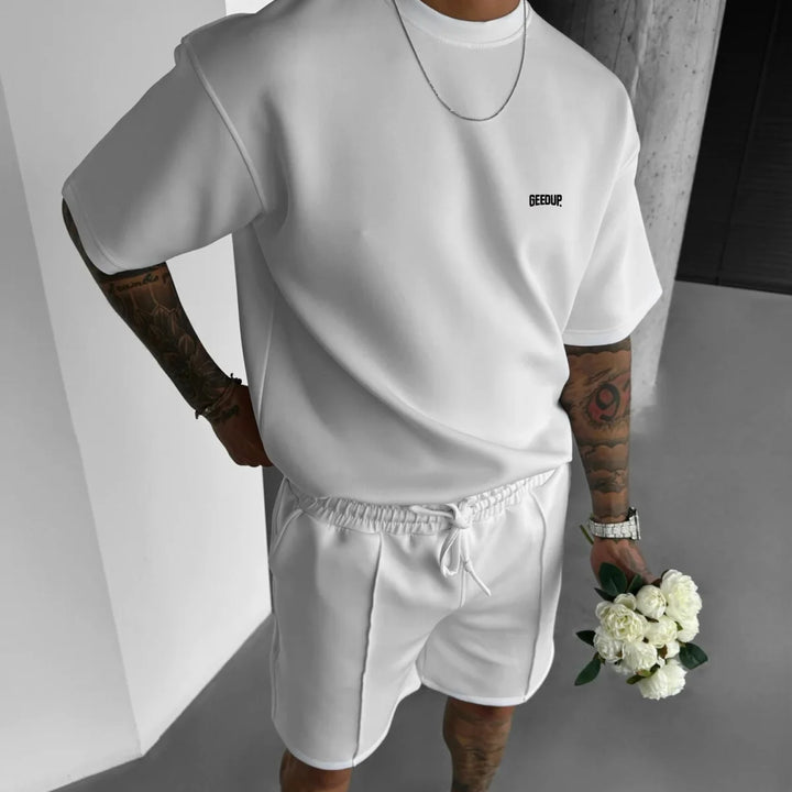 Men 2025 summer fashion sports design sense simple casual solid color quick drying short-sleeved T-shirt trend clothes