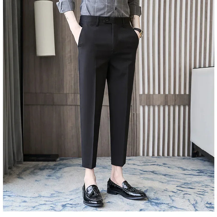 Fashionable Cropped Pants For Men Casual Trendy Spring Autumn New Arrival Small Trousers Draped No Ironing Cone Shaped Pants
