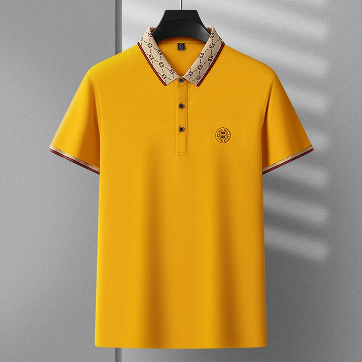 Men's Fashion 2025 Short sleeved Summer Polo Shirt High end Design Exquisite Ice Silk Embroidered Breathable T-shirt