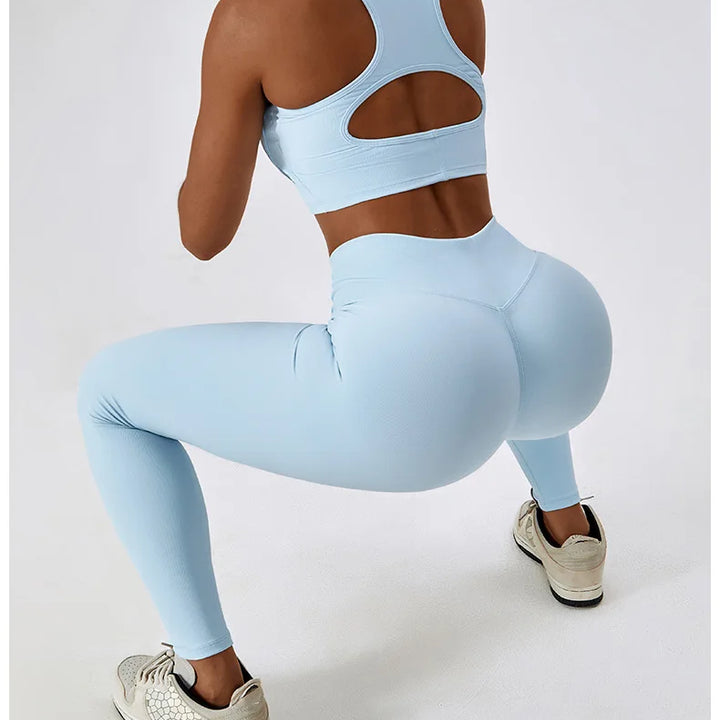 Women Seamless Rib Yoga Bra Female Fitness Crop Top Workout Gym Push Up Training Bra Athletic Back Hollow Yoga Vest Sportswear
